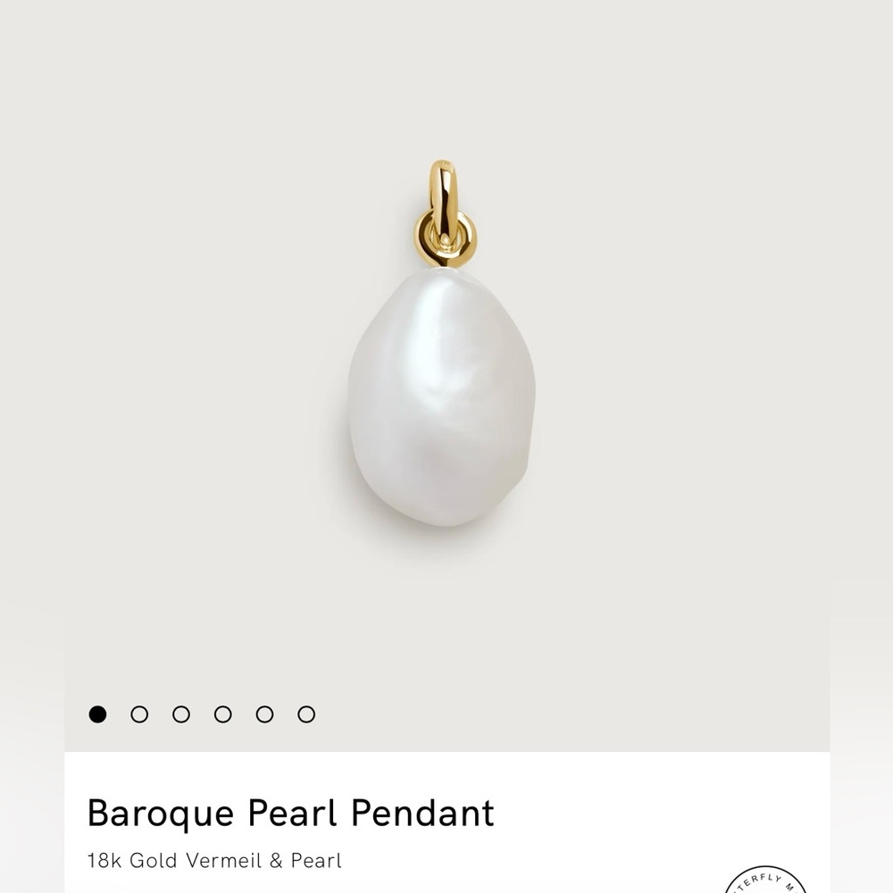 Monica Vinader Baroque Pearl Pendant with Gold Vermeil - BRAND NEW